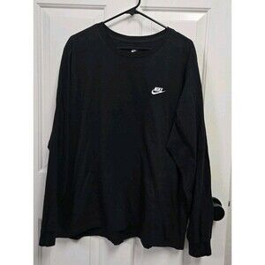NIKE EMBROIDED LONG SLEEVE CLUB TEE BLACK MEN SZ XXL PREOWNED